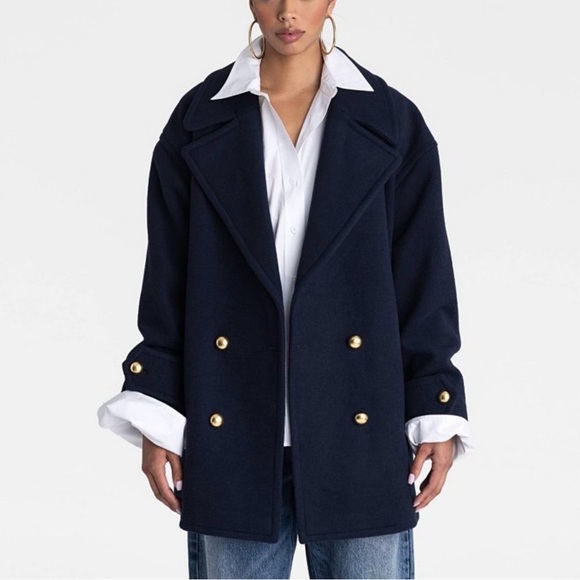KBB by Kahlana Jackets & Blazers - KBB by Kahlana Navy Double-Breasted Peacoat Large NWT